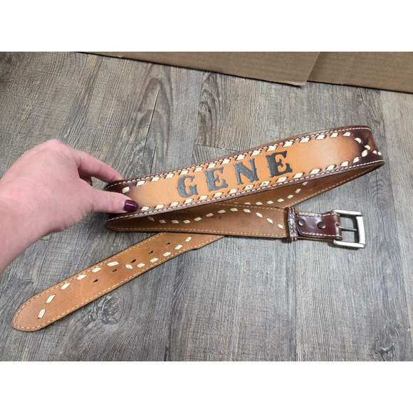Nocona NEW 'GENE' belt Brown Leather Western Vintage Look Men's Size 42 - Picture 1 of 5